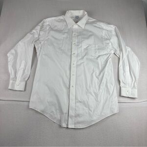 Brooks Brothers White Pinpoint Oxford Dress Shirt 17.5-35 Slim Fit Office